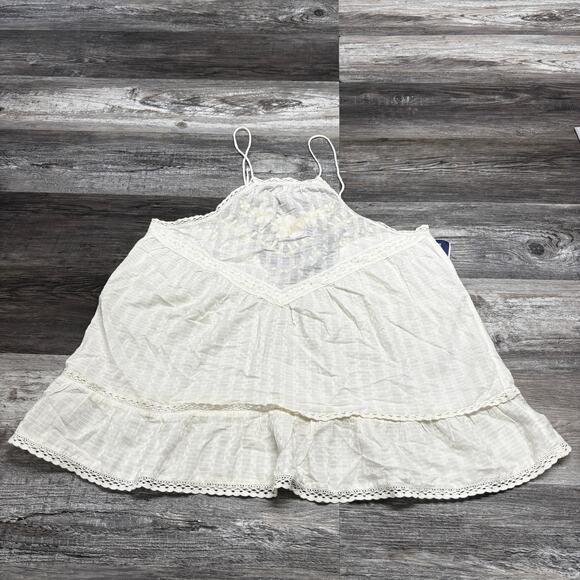 NWT Free People Intimately Elisa‎ Ivory Womens L Lace Trim Flowy Boho Tunic Top - Picture 1 of 8